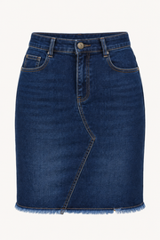 Women's Denim Stitching Pattern Buttoned Skirt (Blue)