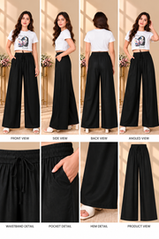 Women's Casual Rayon Solid Ankle Length Palazzo (Black)