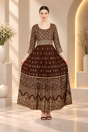 Women's Casual Rayon 3-4th Sleeves Anarkali Kurti