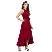 Women's Polyster Solid Halter Neck Sleeveless Dress