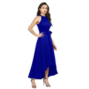 Women's Polyster Solid Halter Neck Sleeveless Dress