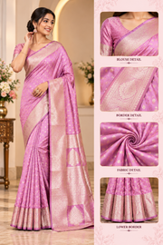 Jacquard Printed Saree With Unstitched Blouse 5.5Mtr (Lavender)