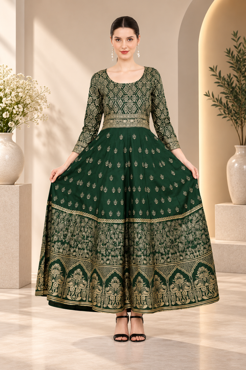 Women's Casual Rayon 3-4th Sleeves Anarkali Kurti