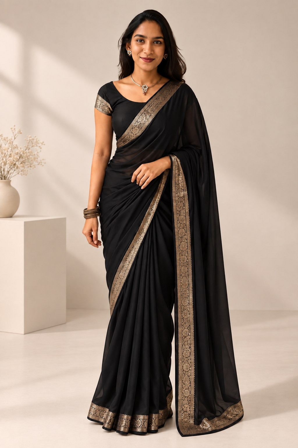 Women's Silk Printed Saree With Unstitched Blouse 5.5Mtr
