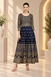 Women's Casual Rayon 3-4th Sleeves Anarkali Kurti