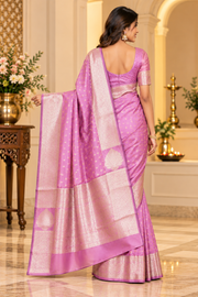 Jacquard Printed Saree With Unstitched Blouse 5.5Mtr (Lavender)