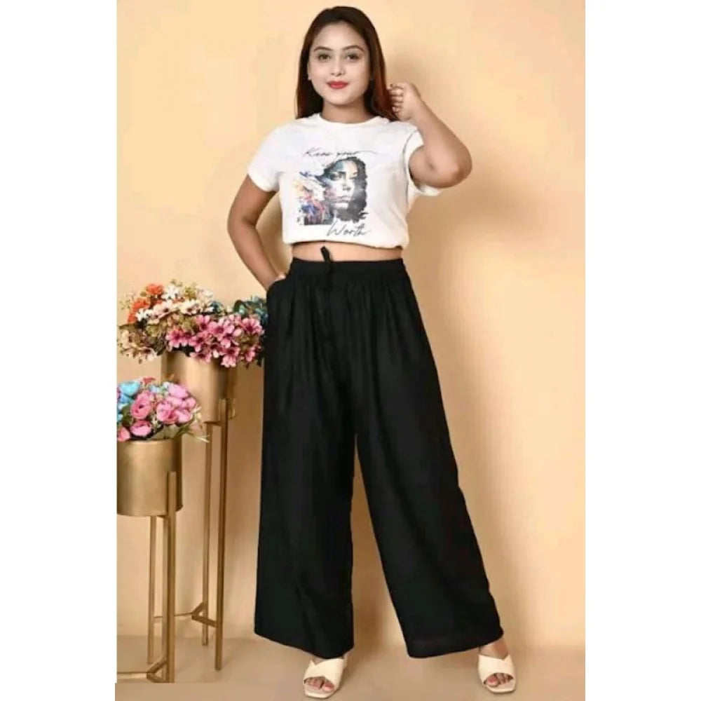 Women's Casual Rayon Solid Ankle Length Palazzo