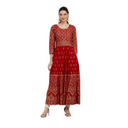 Women's Casual Rayon 3-4th Sleeves Anarkali Kurti